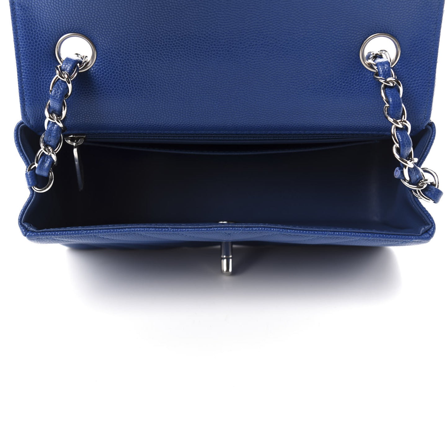 Caviar Chevron Quilted Mini Rectangular Flap Blue