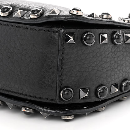 Valentino Garavani Pebbled Calfskin Onyx Medium Rockstud Rolling Flap Saddle Bag Black 9 of 14