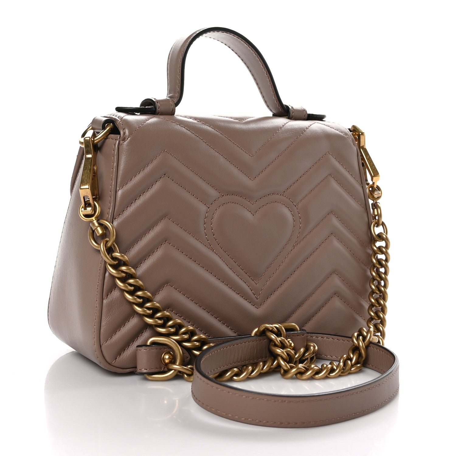 Gucci Calfskin Matelasse Mini GG Marmont Top Handle Shoulder Bag Porcelain Rose 3 of 9