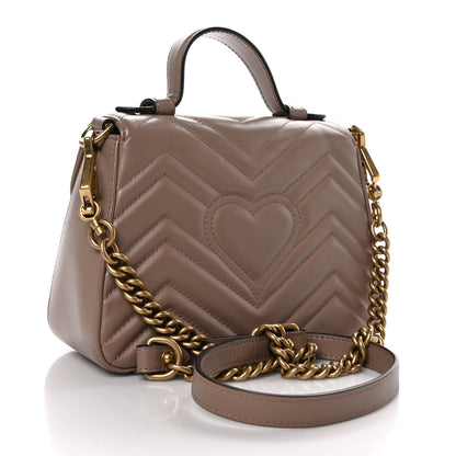 Gucci Calfskin Matelasse Mini GG Marmont Top Handle Shoulder Bag Porcelain Rose 3 of 9