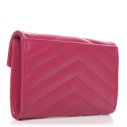 Saint Laurent Grain De Poudre Matelasse Chevron Small Monogram Envelope Wallet Bubblegum 3 of 7