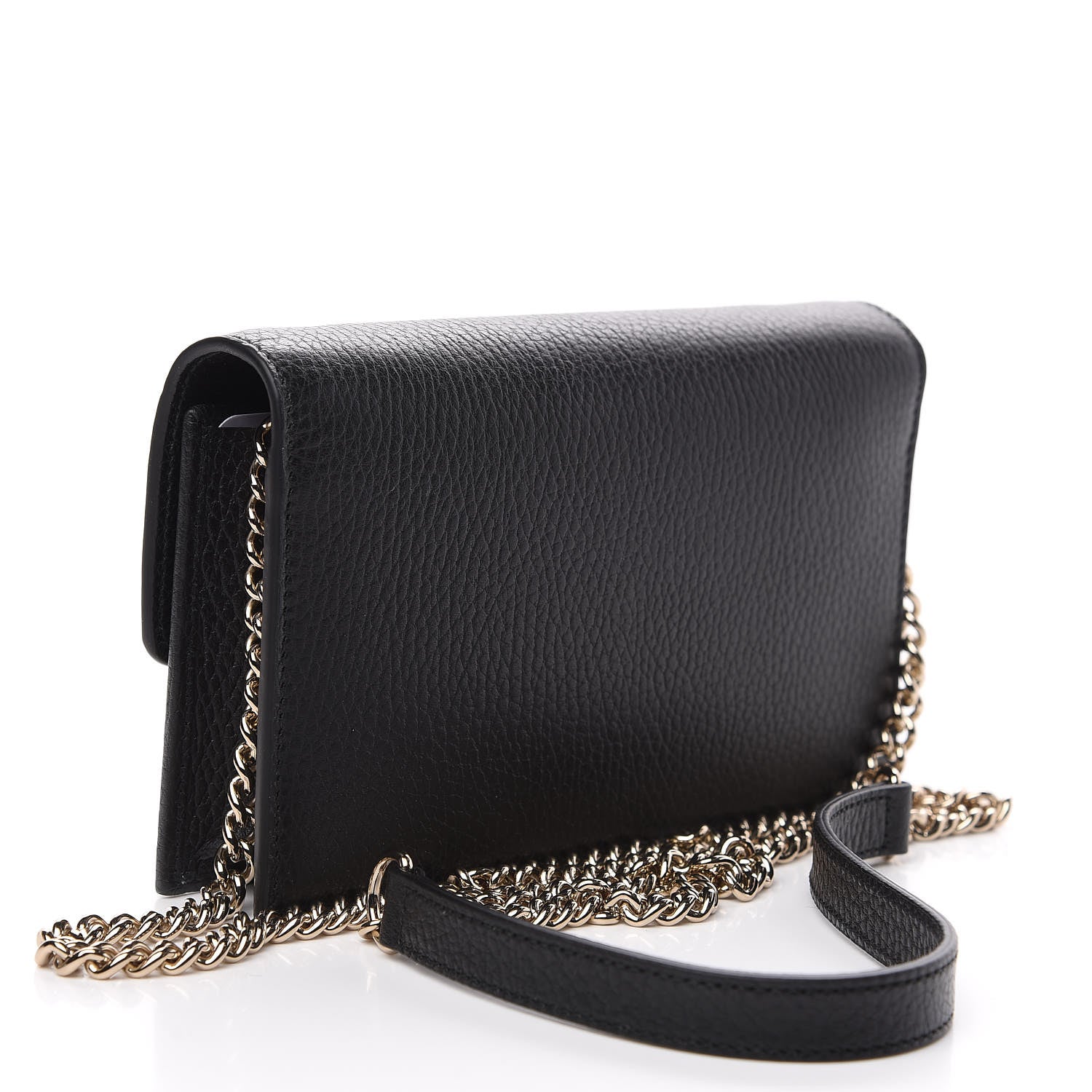 Gucci Dollar Calfskin Interlocking G Chain Wallet Black 2 of 6