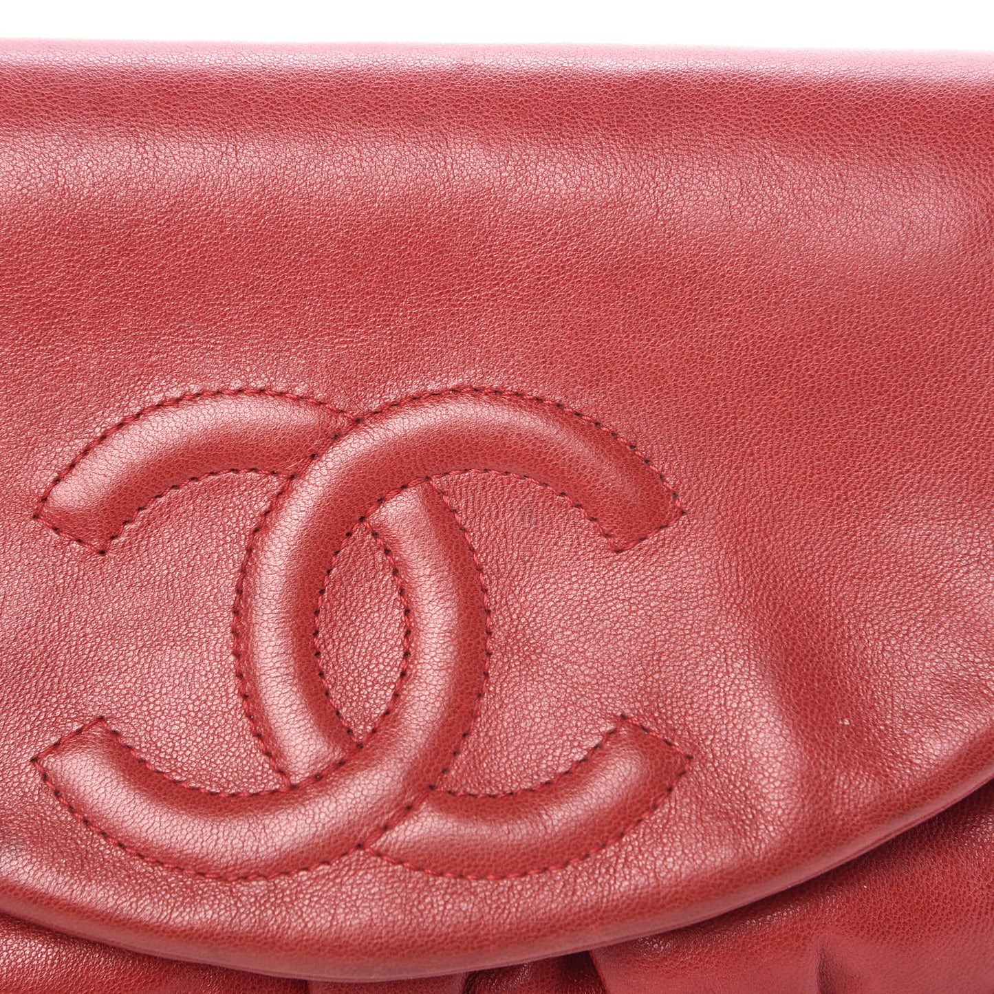 Lambskin Half Moon Wallet On Chain WOC Red