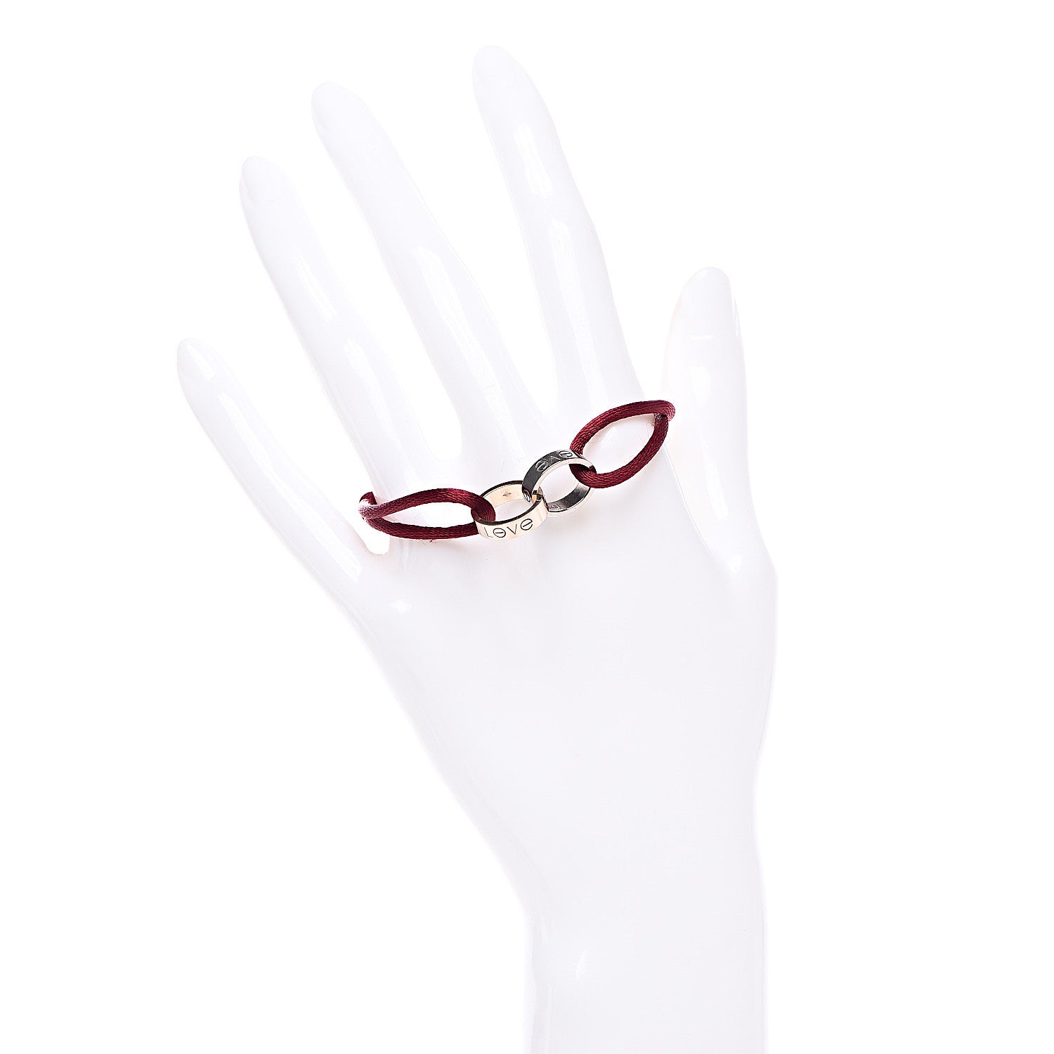 Cartier 18K Pink White Gold Love Bracelet Red 2 of 5