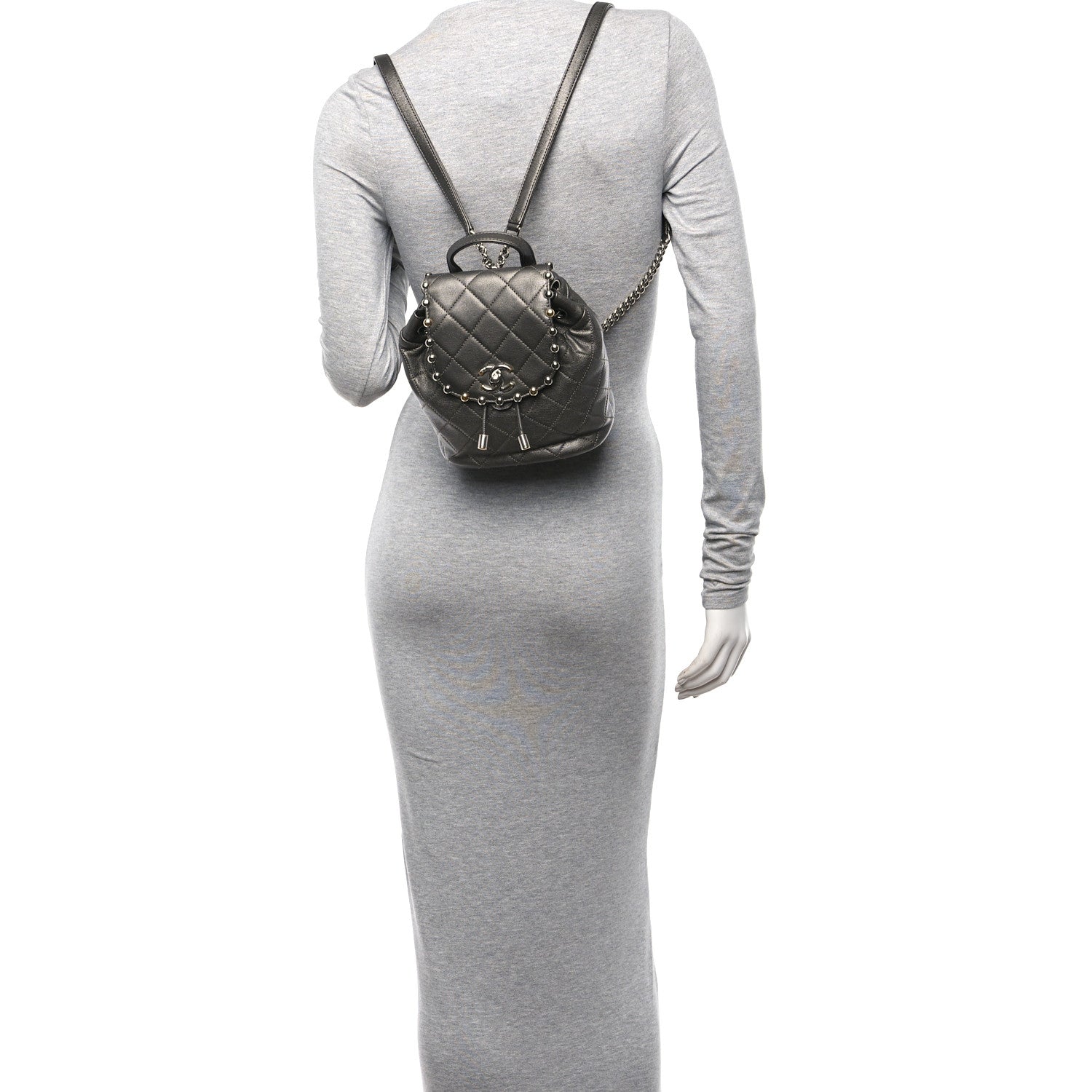 Chanel Goatskin Quilted Metallic Bubble Backpack Silver 2 of 11