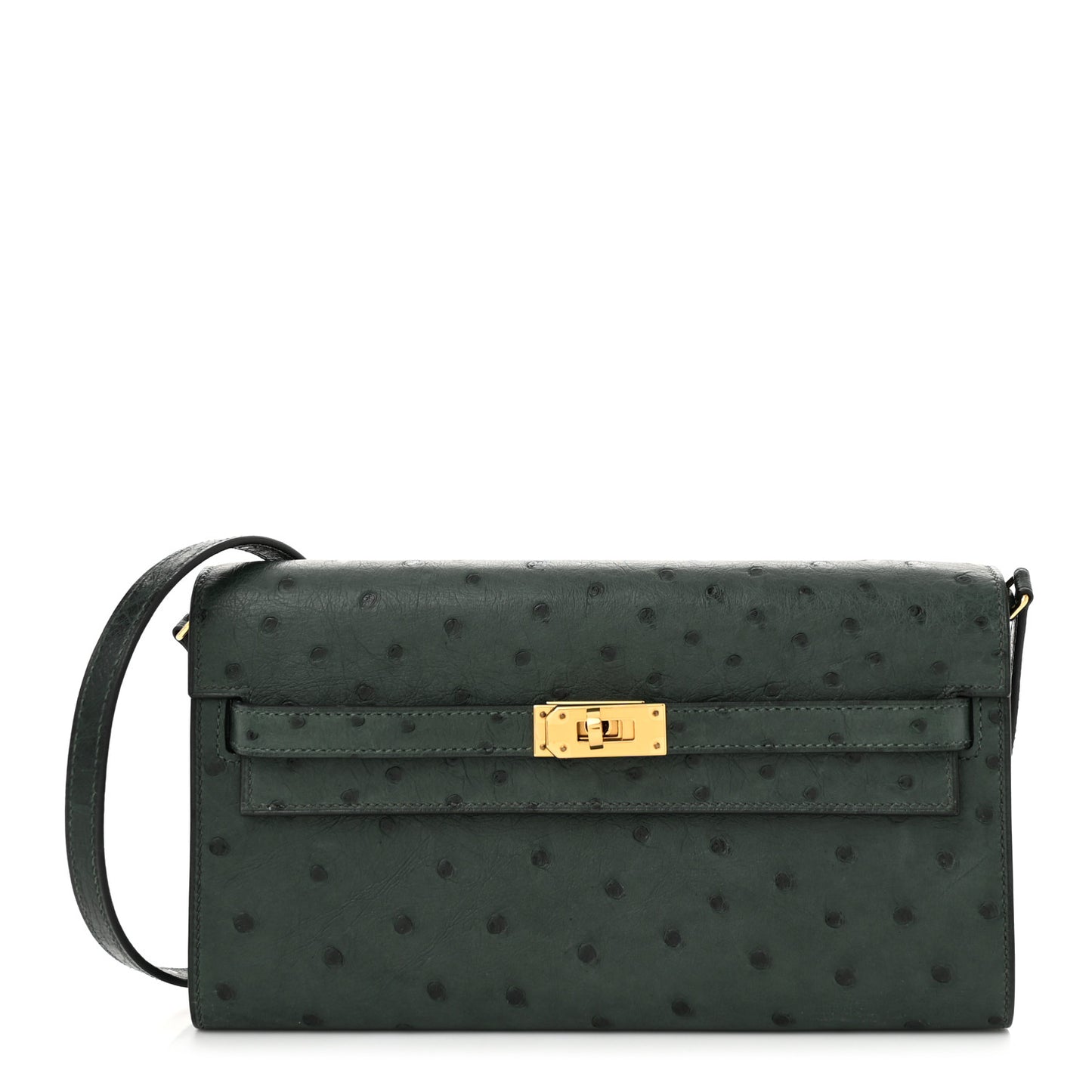 Ostrich Kelly Wallet To Go Vert Titien