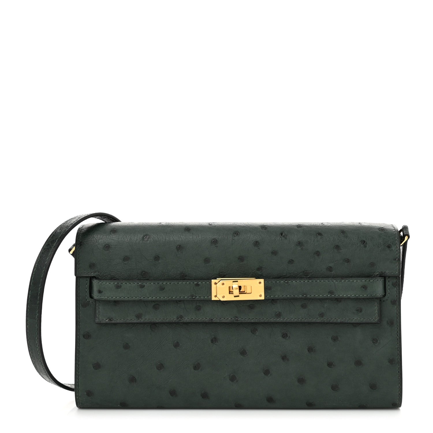 Hermes Ostrich Kelly Wallet To Go Vert Titien 1 of 11