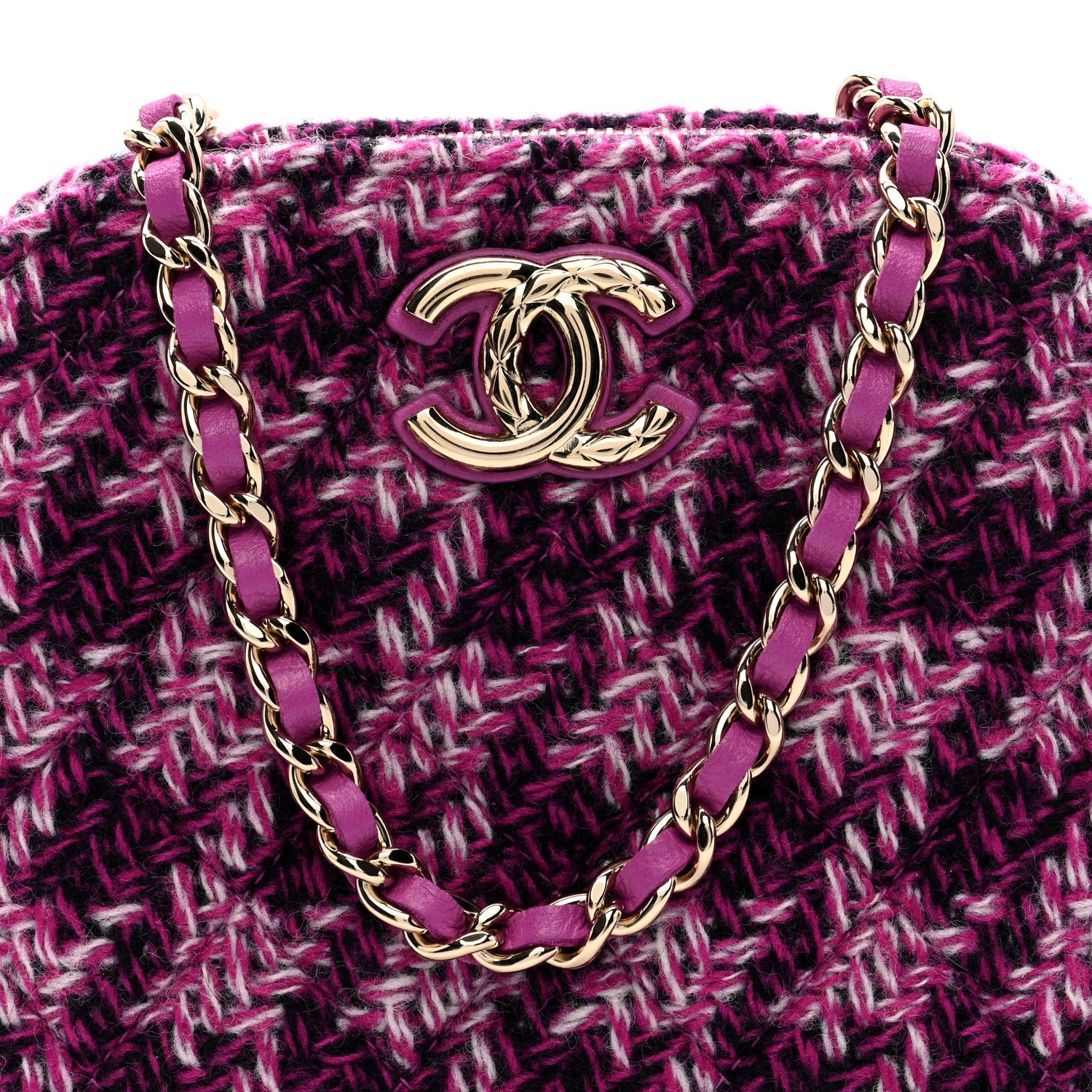 Chanel Tweed Quilted Mini Clutch With Chain Purple 9 of 11