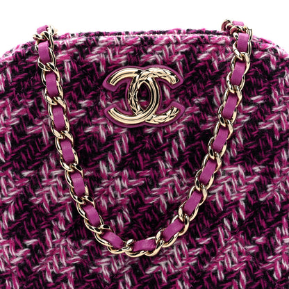 Chanel Tweed Quilted Mini Clutch With Chain Purple 9 of 11