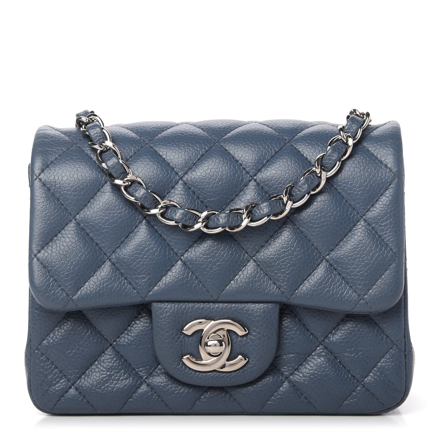 Chanel Caviar Quilted Mini Square Flap Dark Blue 1 of 11