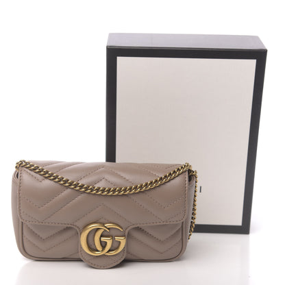 Gucci Calfskin Matelasse Super Mini GG Marmont Shoulder Bag Porcelain Rose 11 of 11