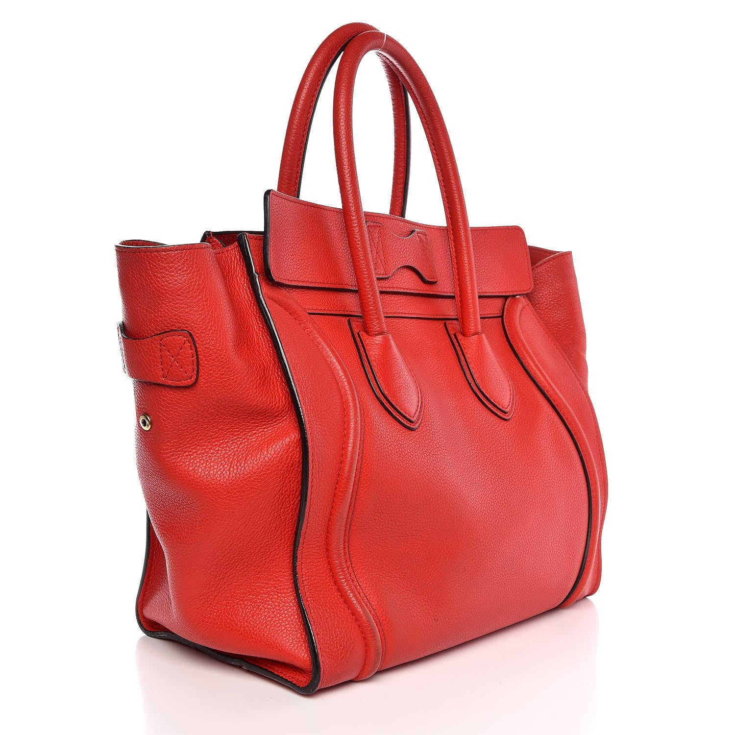 Celine Drummed Calfskin Mini Luggage Coquelicot 3 of 9