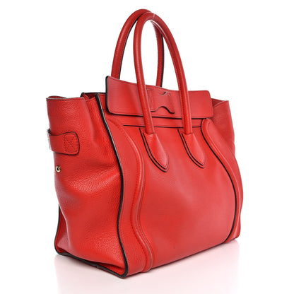 Celine Drummed Calfskin Mini Luggage Coquelicot 3 of 9