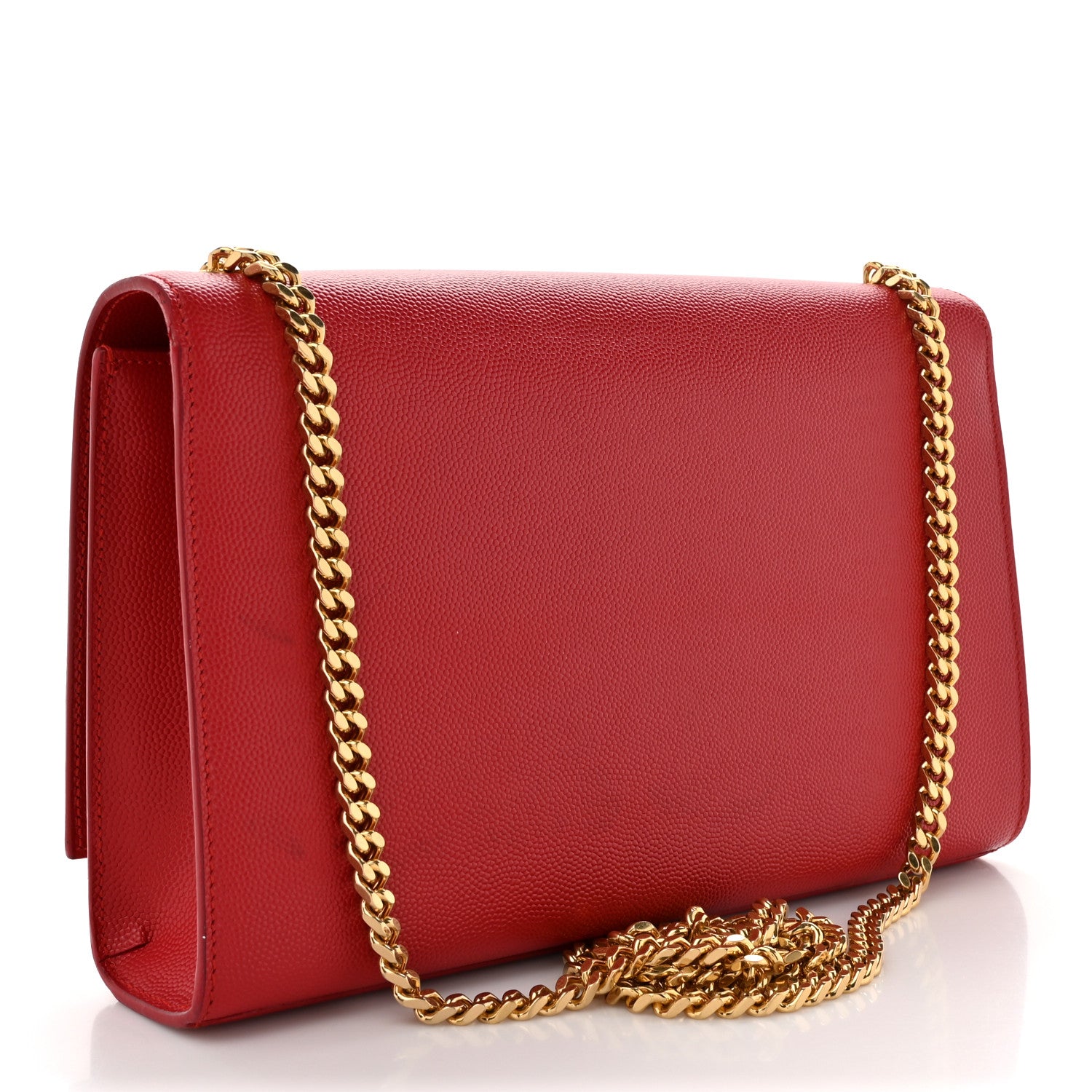 Saint Laurent Grain De Poudre Medium Monogram Kate Satchel Red 3 of 18
