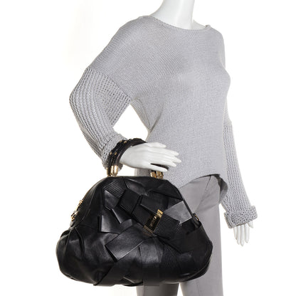 Versace Leather Venita Bow Satchel Black 2 of 7
