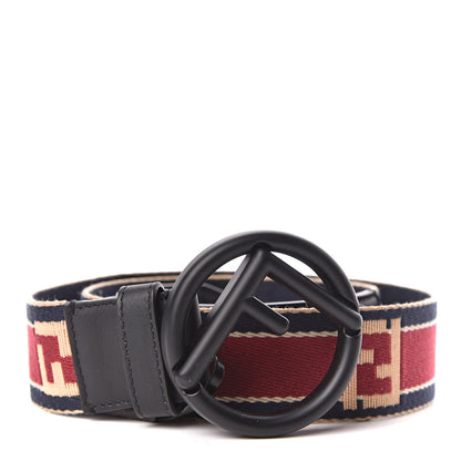 Fendi Canvas F is FF Striped Belt 95 38 Sand Black Red 1 of 6