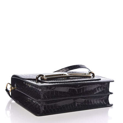 Hermes Shiny Niloticus Crocodile Sac Roulis 23 Black 5 of 15