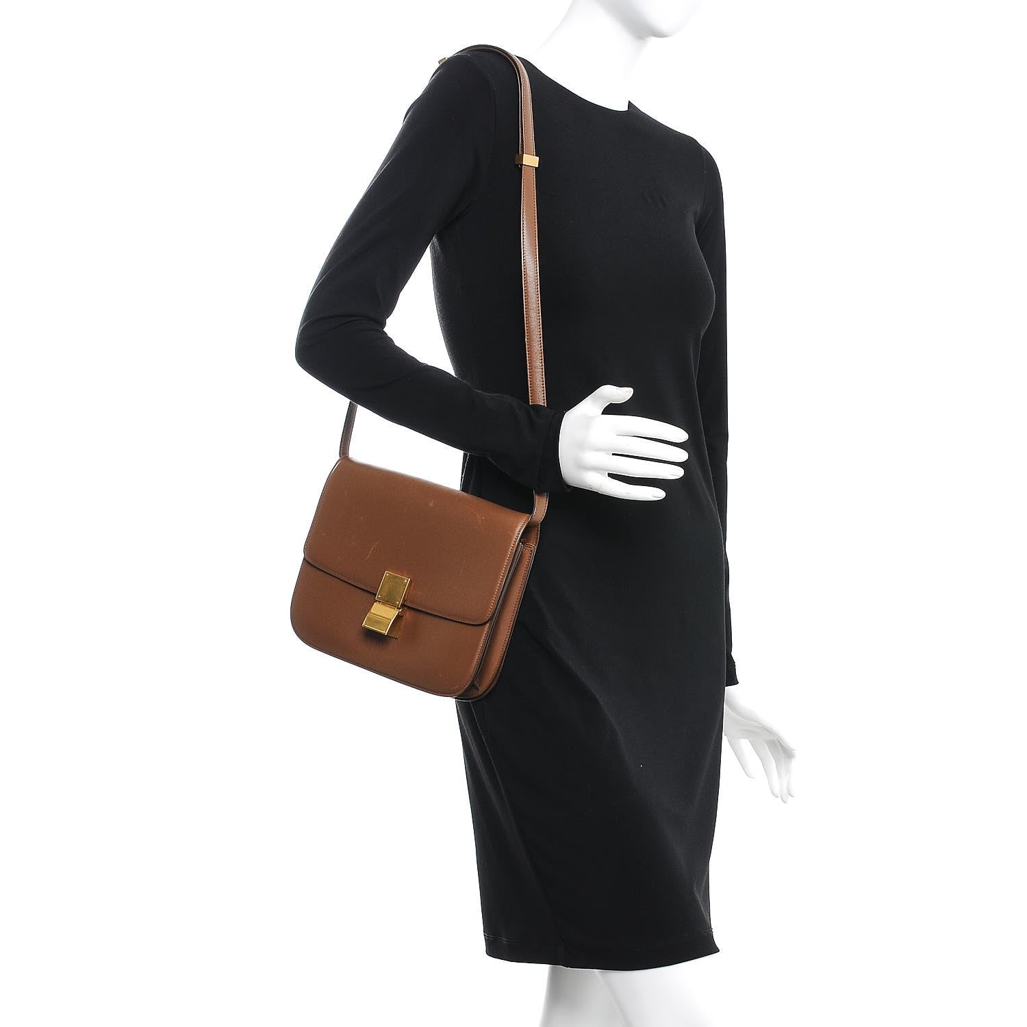 Celine Box Calfskin Medium Classic Box Flap Bag Camel 2 of 17