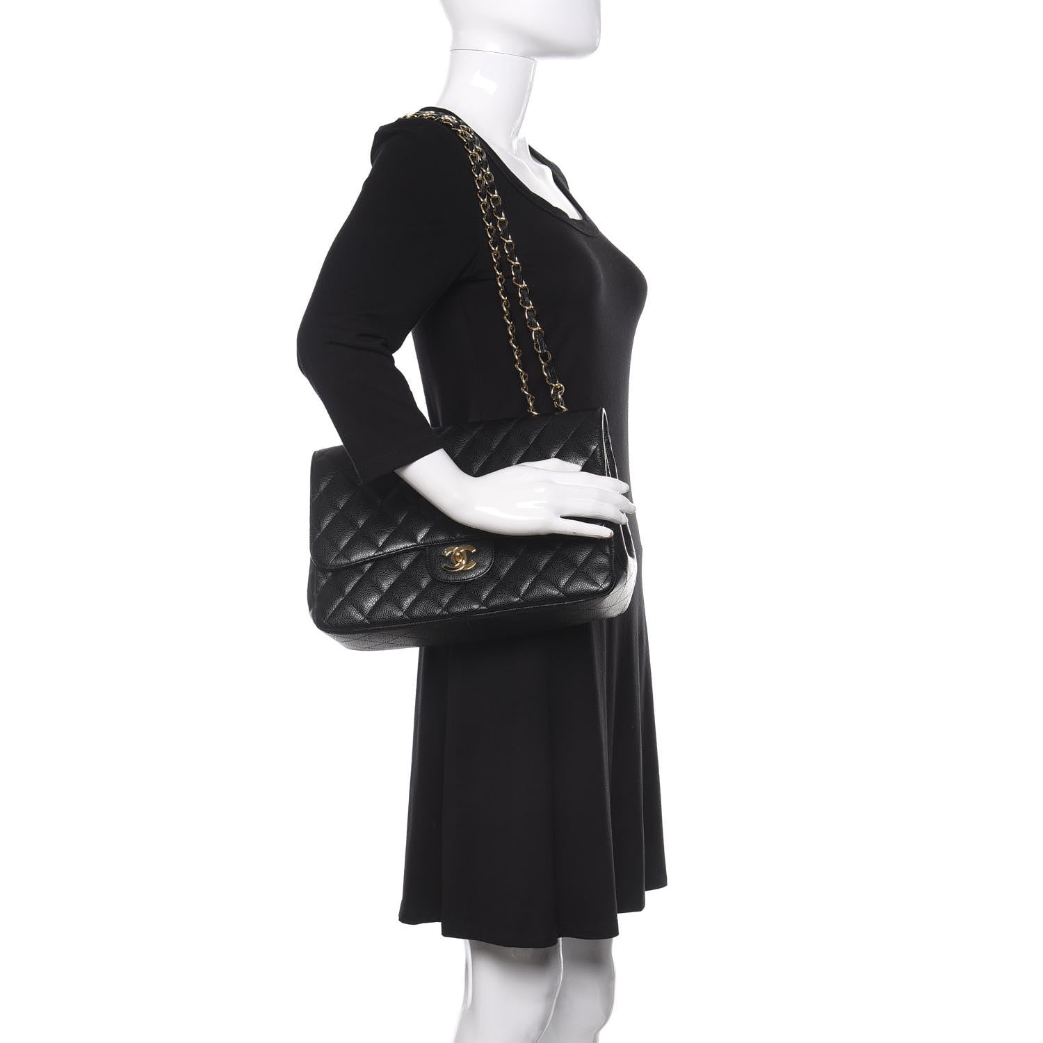 Chanel Caviar Quilted Jumbo Single Flap Black 3 of 14