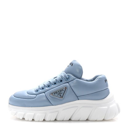 Prada Nappa Soft Metal Triangle Logo Womens Padded 30mm Sneakers 35.5 Celeste 1 of 9