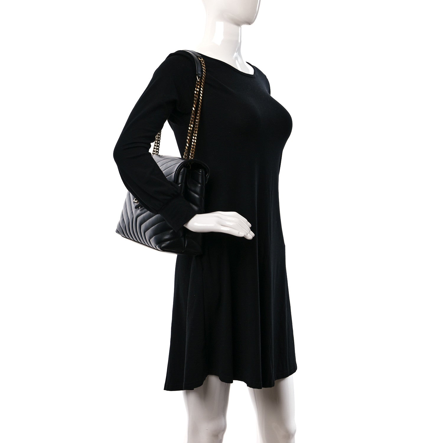 Saint Laurent Calfskin Y Quilted Monogram Medium Loulou Chain Satchel Black 2 of 8