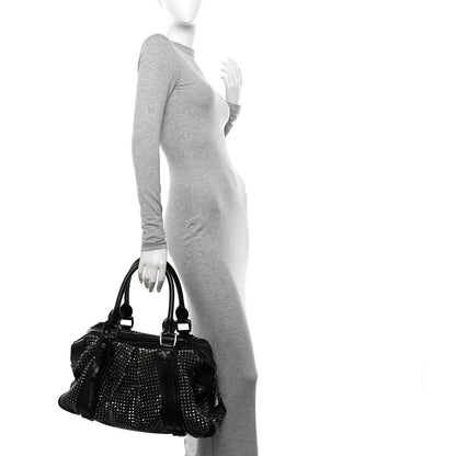 Burberry Prorsum Calfskin Studded Knight Satchel Black 2 of 16