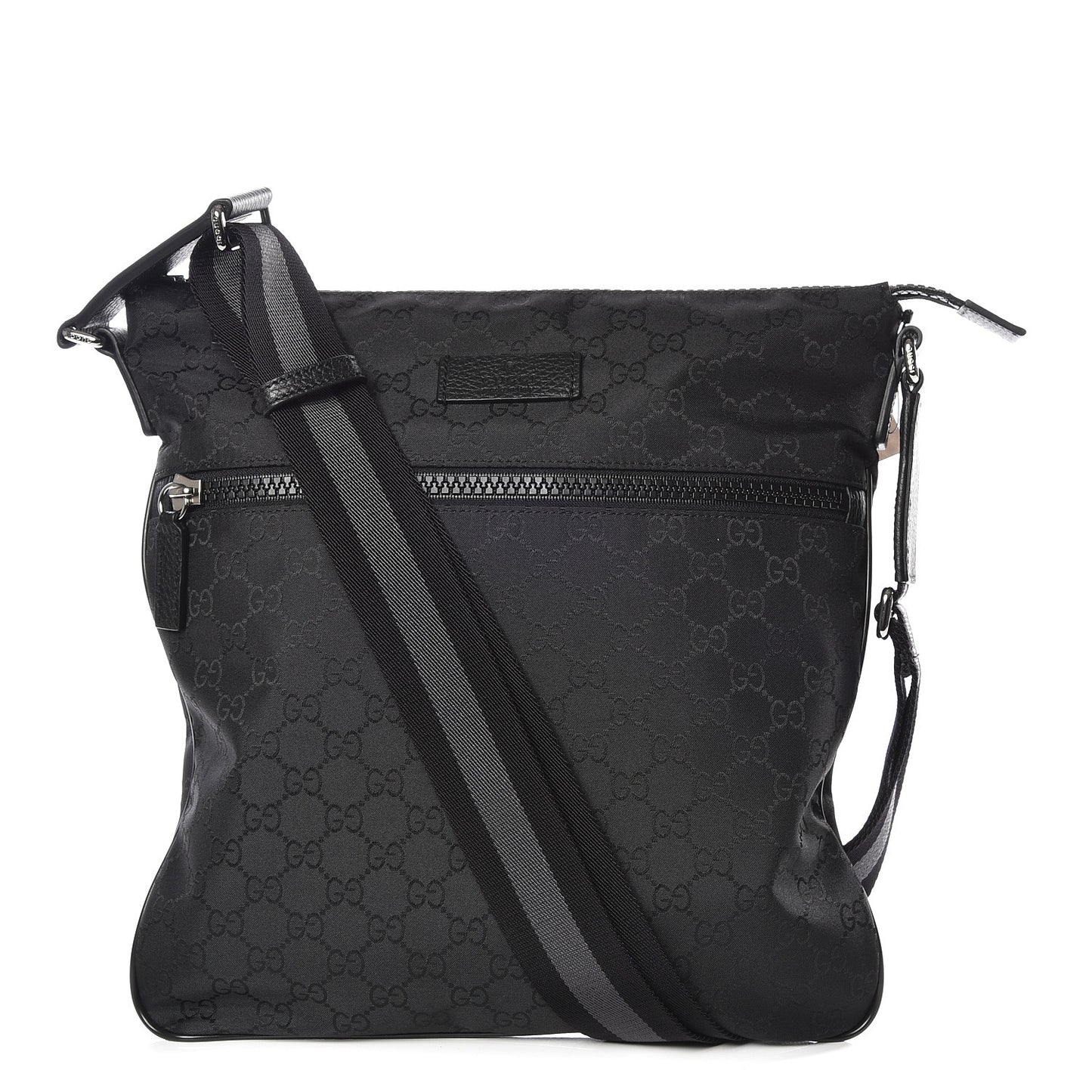 Nylon Monogram Medium Flat Messenger Bag Black