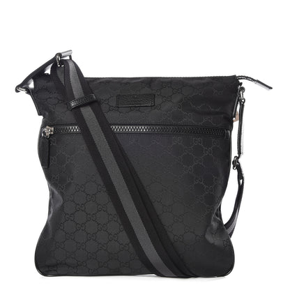 Gucci Nylon Monogram Medium Flat Messenger Bag Black 1 of 10