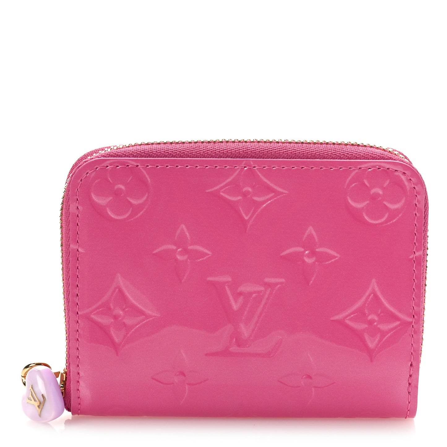Vernis Enamel Heart Zippy Coin Purse Neon Pink