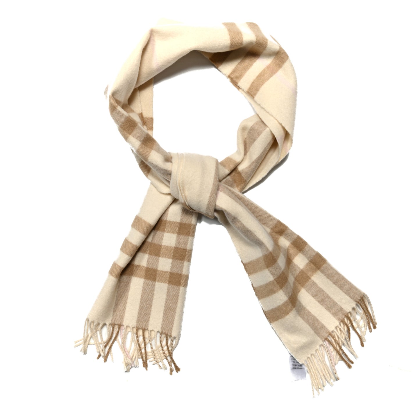 Cashmere Giant Check Fringe Scarf Limestone