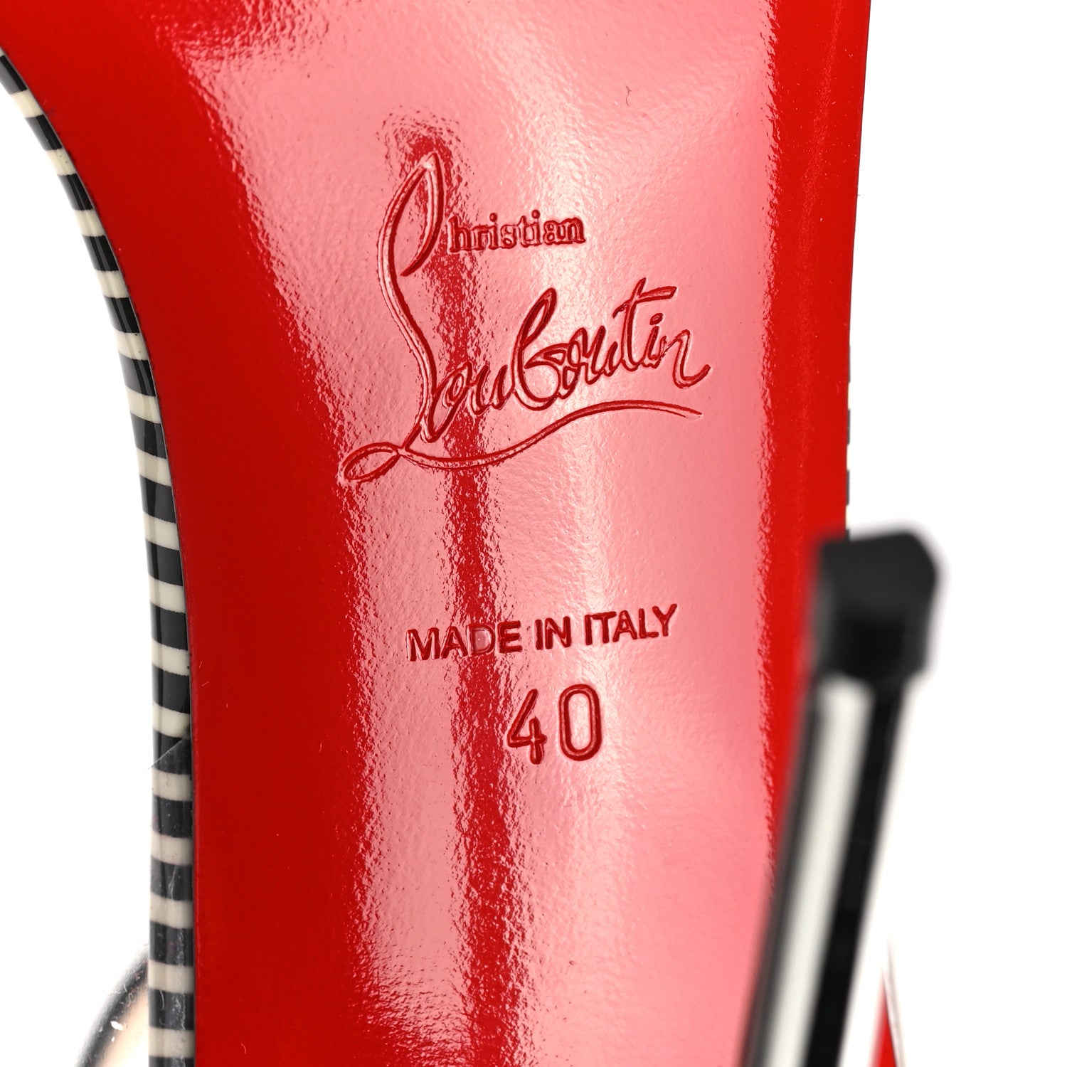 Christian Louboutin Patent PVC Striped Illusion Jonatina 100 Sandals 40 Black White 6 of 7