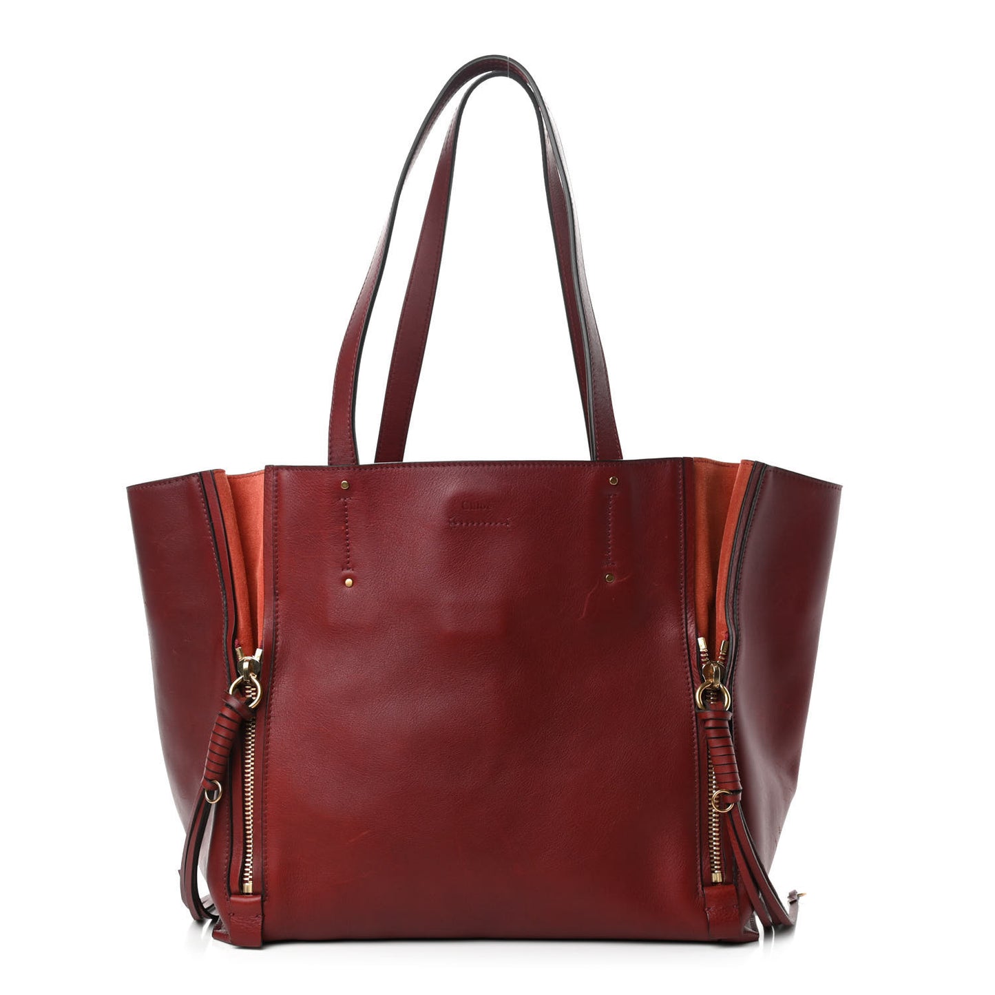 Smooth Calfskin Medium Milo Shopping Tote Sienna Red