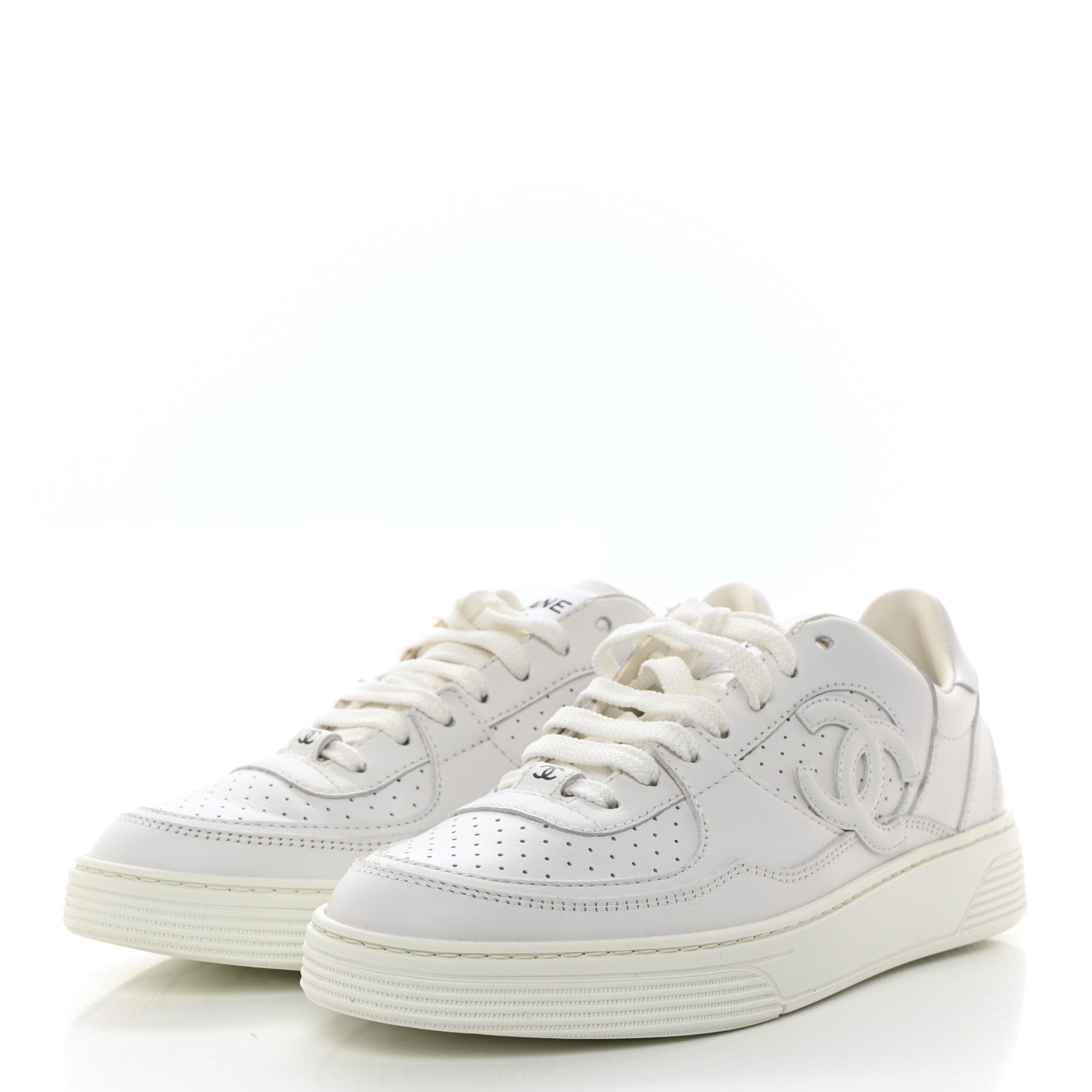 Chanel Calfskin CC Womens Sneakers 37 White 3 of 10