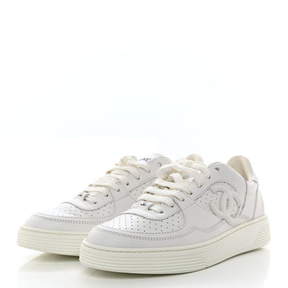 Chanel Calfskin CC Womens Sneakers 37 White 3 of 10