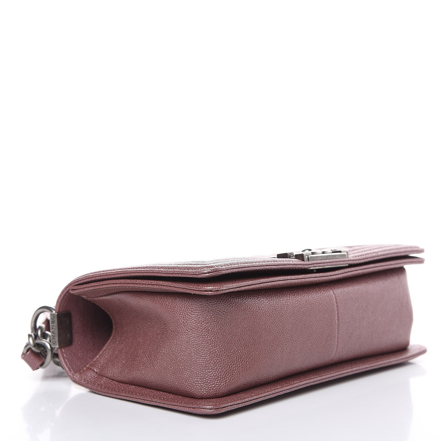 Metallic Caviar Chevron Quilted Medium Boy Flap Dark Pink