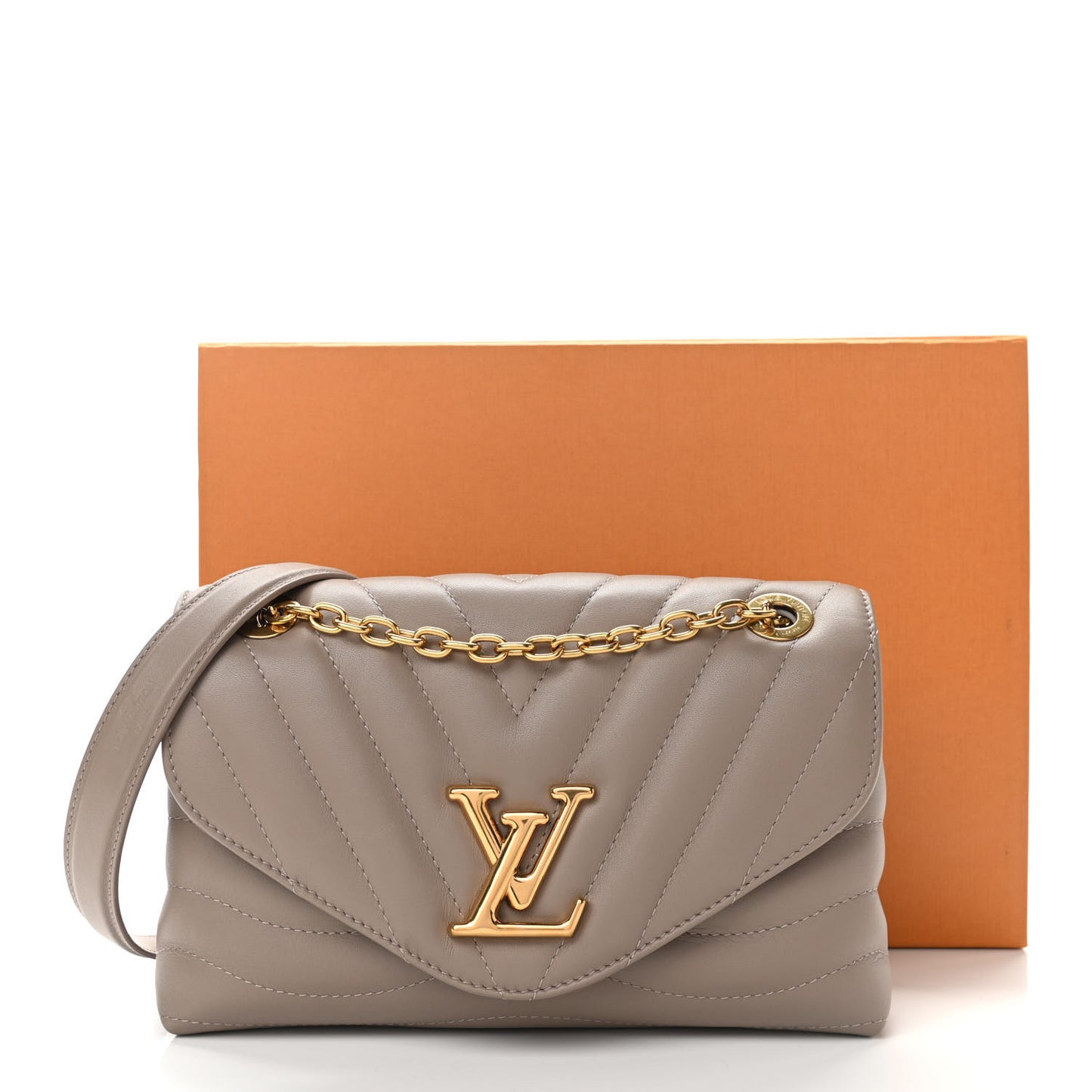 Calfskin LV New Wave Chain Bag Taupe
