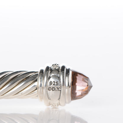 David Yurman Sterling Silver Diamond Morganite 7mm Cable Classics Bracelet 5 of 5