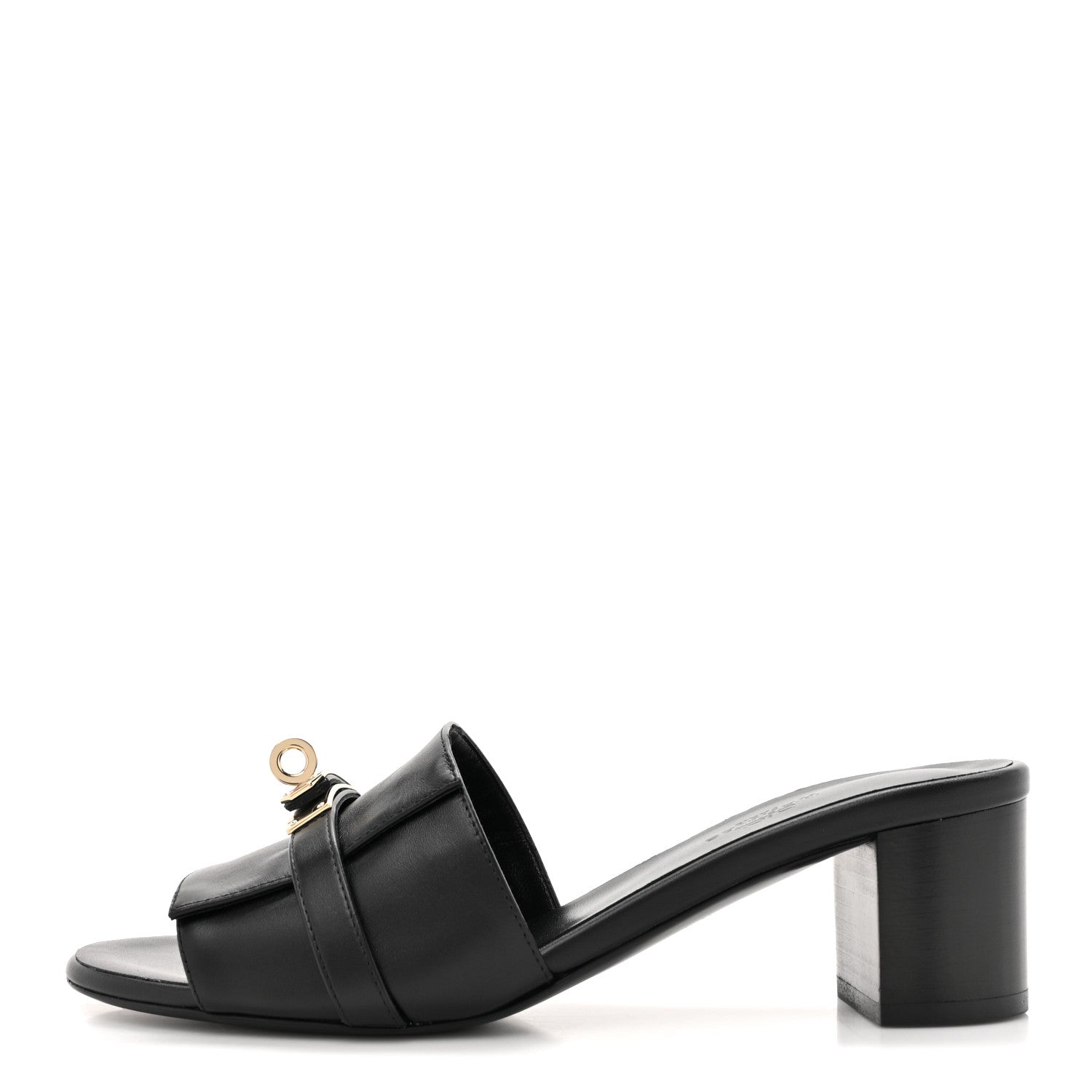 Hermes Calfskin Gigi 50 Sandals 37.5 Black 1 of 11