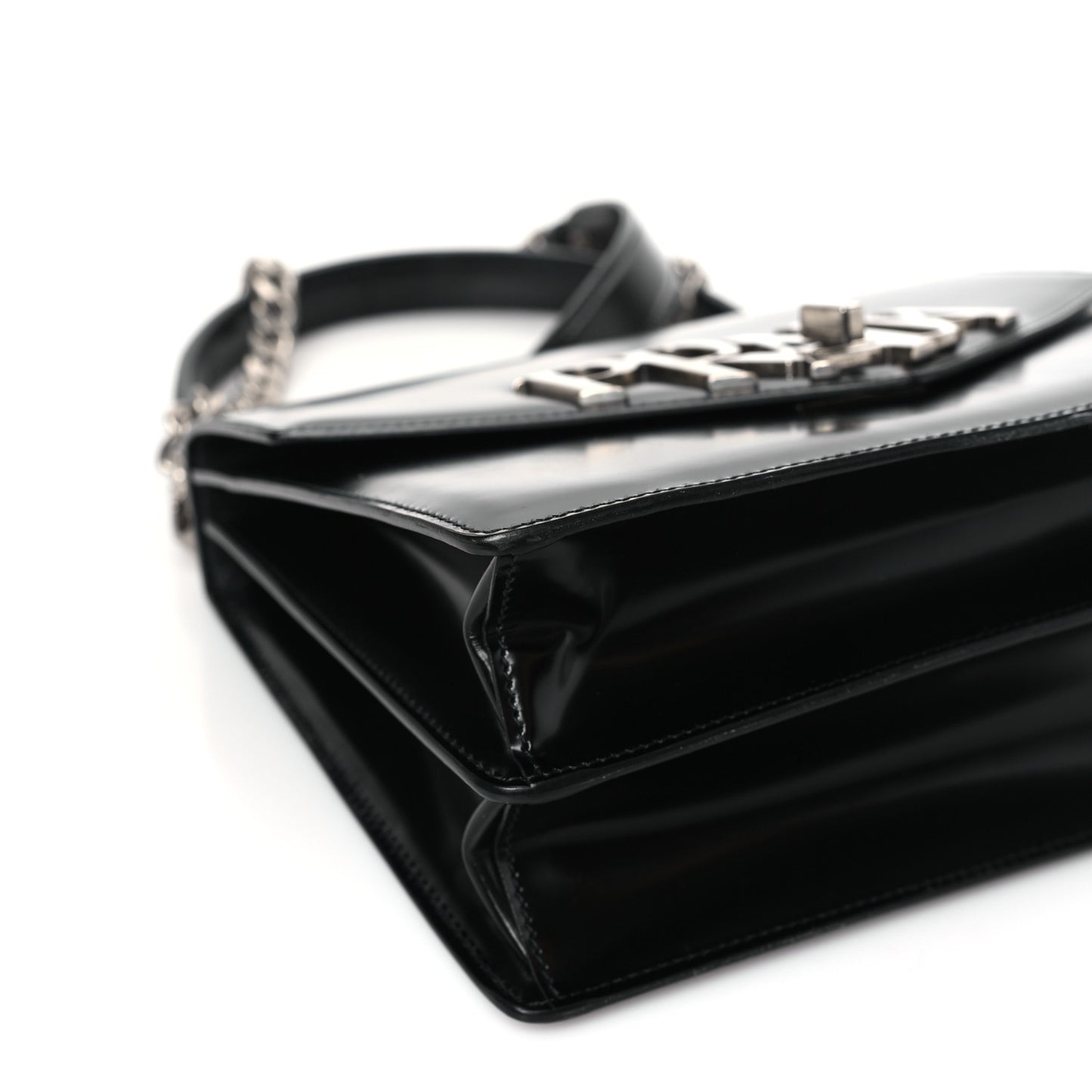 Spazzolato Logo Envelope Top Handle Shoulder Bag Black
