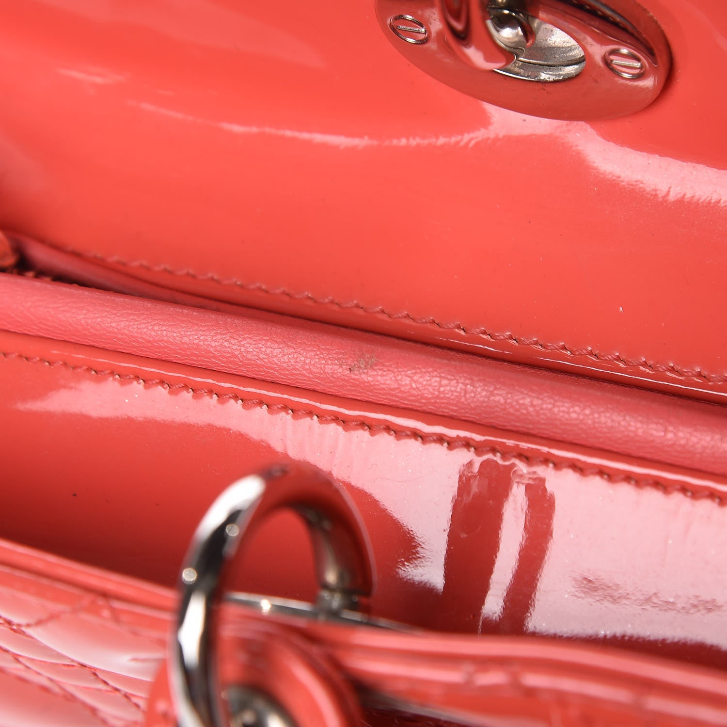 Christian Dior Patent Cannage Large Lady Dior Light Coral 10 of 13