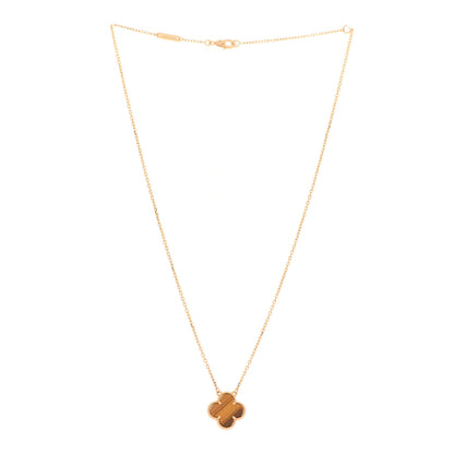 Van Cleef & Arpels 18K Yellow Gold Tiger Eye Vintage Alhambra Pendant Necklace 3 of 5