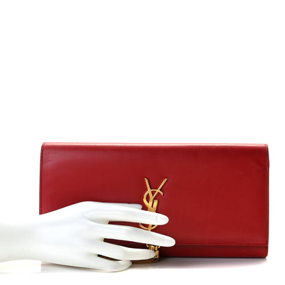 Saint Laurent Calfskin Classic Monogram Tassel Clutch Red 3 of 11