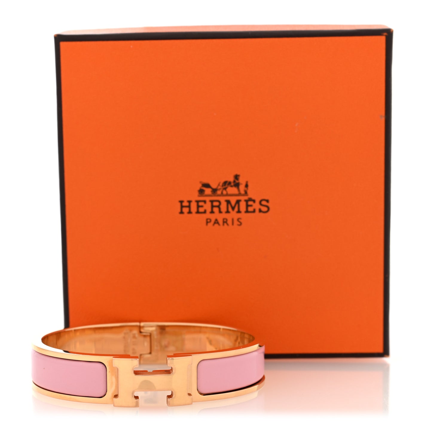 Enamel Narrow Clic Clac H Bracelet PM Rose Delirium