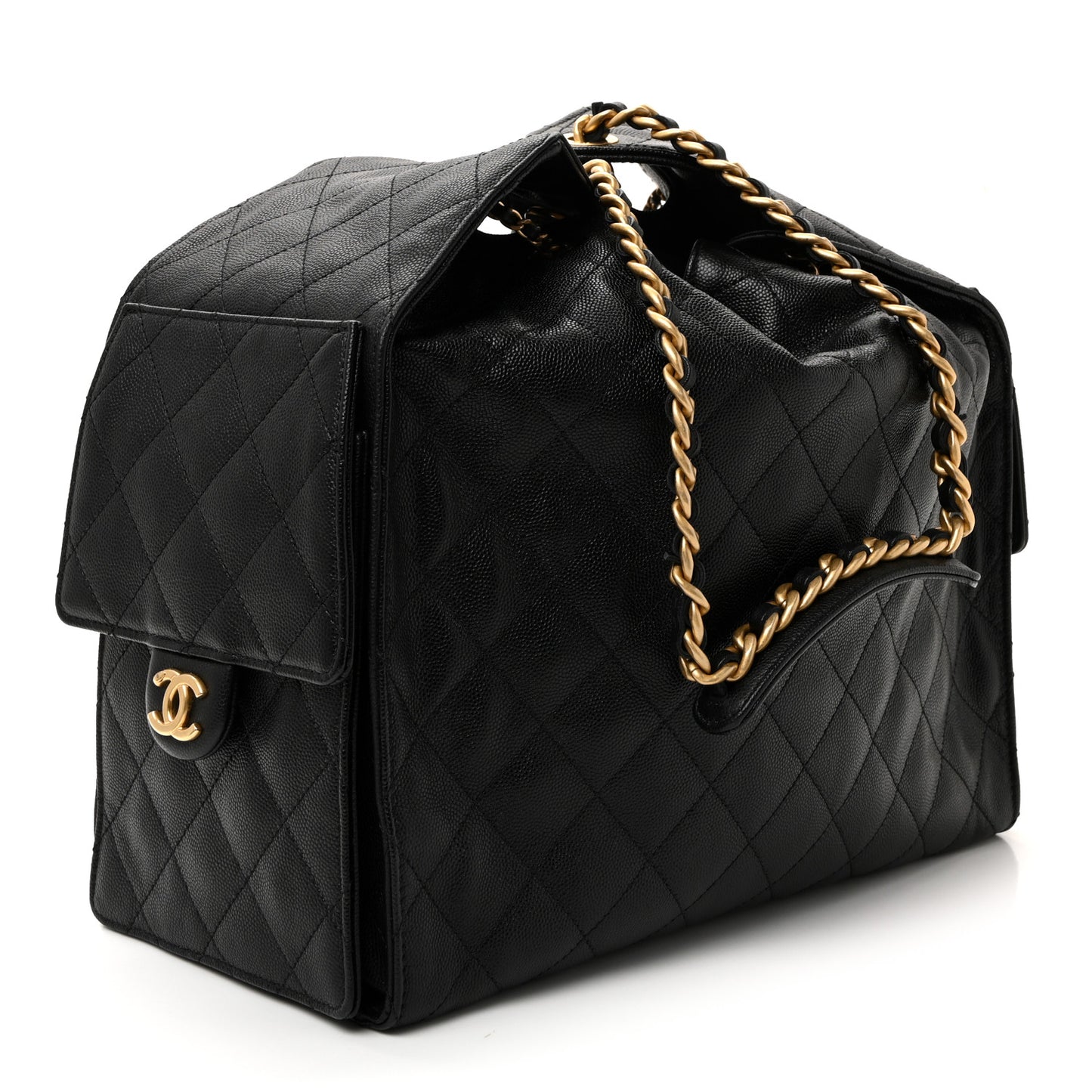 Caviar Quilted Medium Chanel 25 Handbag Black