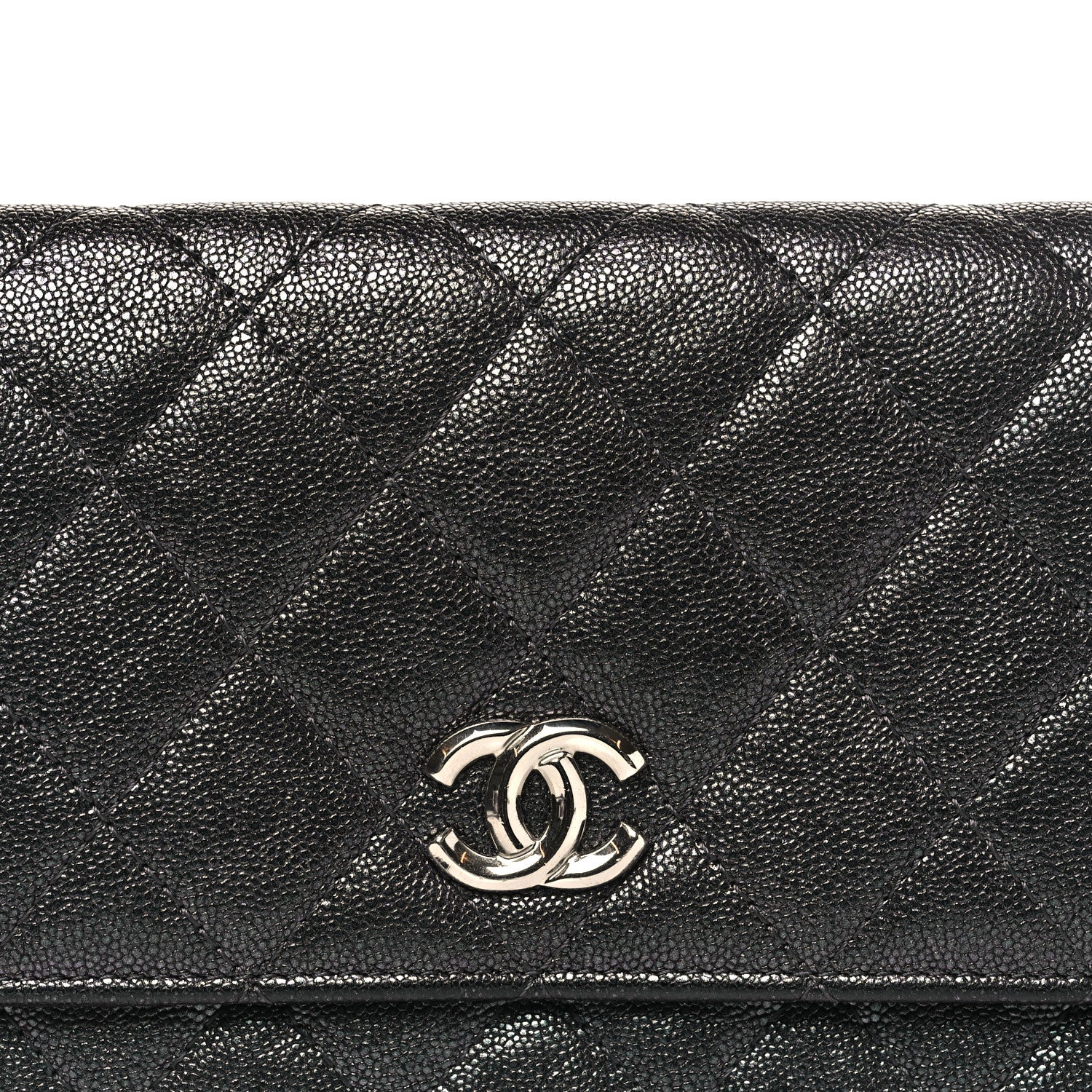 Chanel Iridescent Caviar Quilted Classic Pouch Clutch Black 8 of 11
