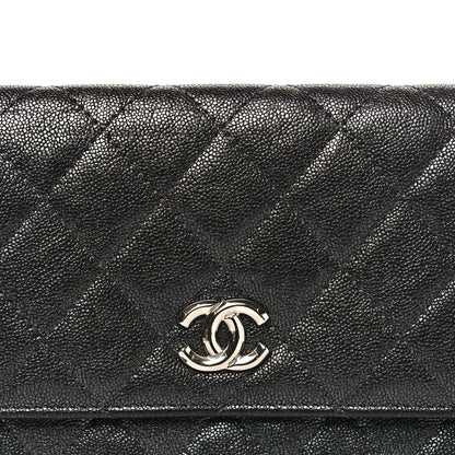 Chanel Iridescent Caviar Quilted Classic Pouch Clutch Black 8 of 11