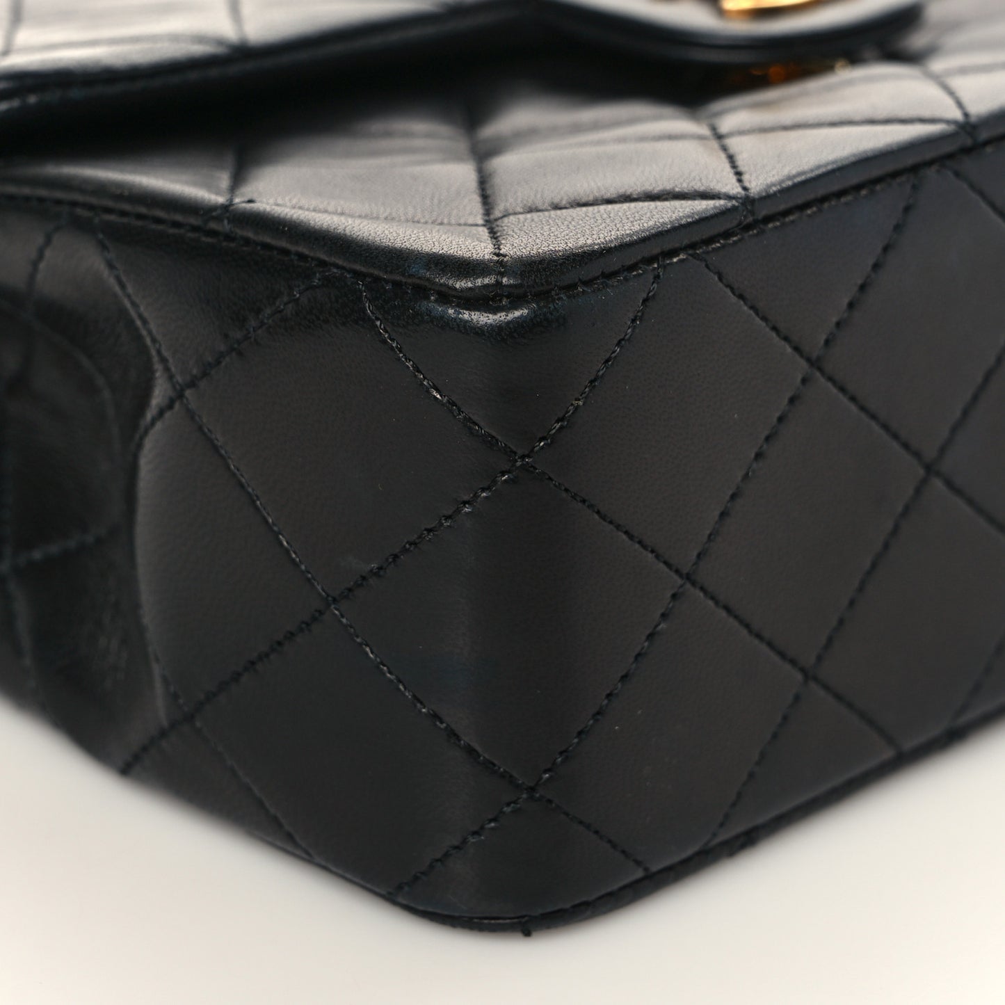 Lambskin Quilted Mini Square Flap Bag Black
