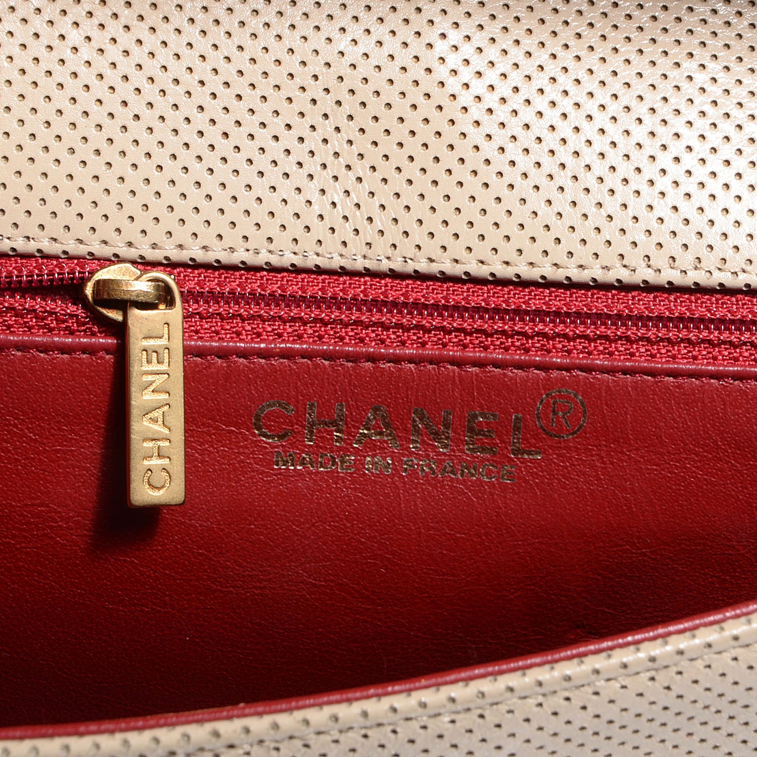 Chanel Lambskin Perforated Medium Single Flap Bag Red Beige 6 of 8