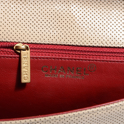 Chanel Lambskin Perforated Medium Single Flap Bag Red Beige 6 of 8