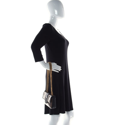 Fendi Glazed Fabric Vitello Century FF 1974 Stamp Patch Mini Double F Crossbody Bag Mogano Panna Black 2 of 9